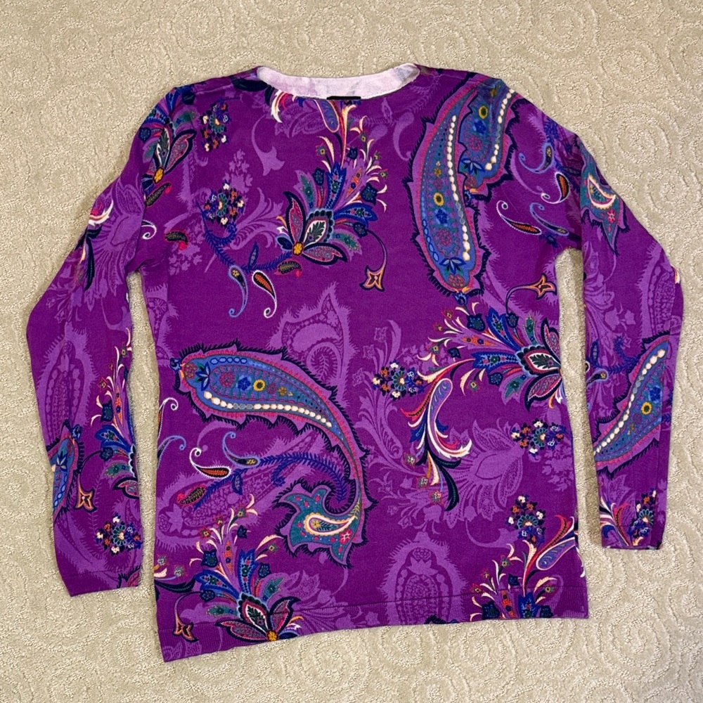 Talbots Paisley Merino Wool Top